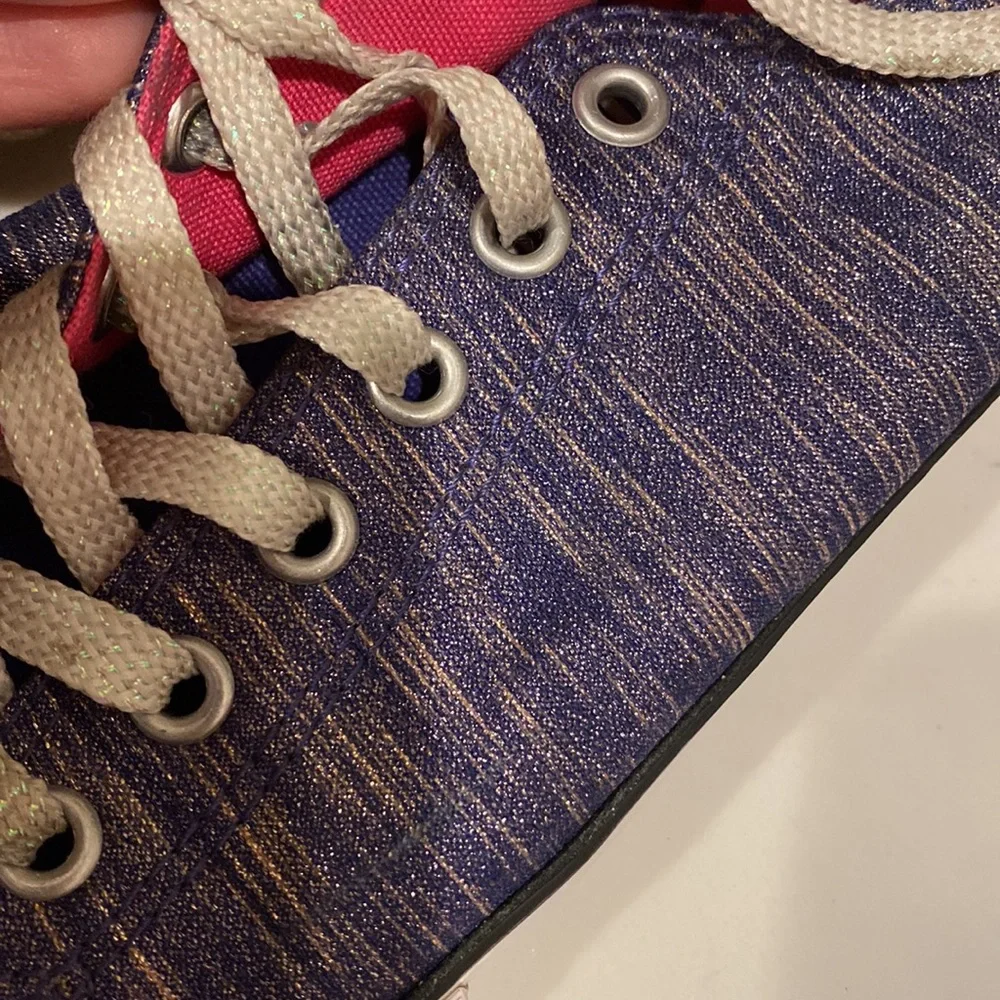 Converse All Star Purple Sparkle Sneakers Shoes Girls 5 Metallic Retro